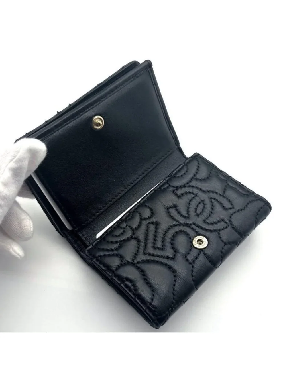 Chanel Wallet Camellia Stitch Trifold